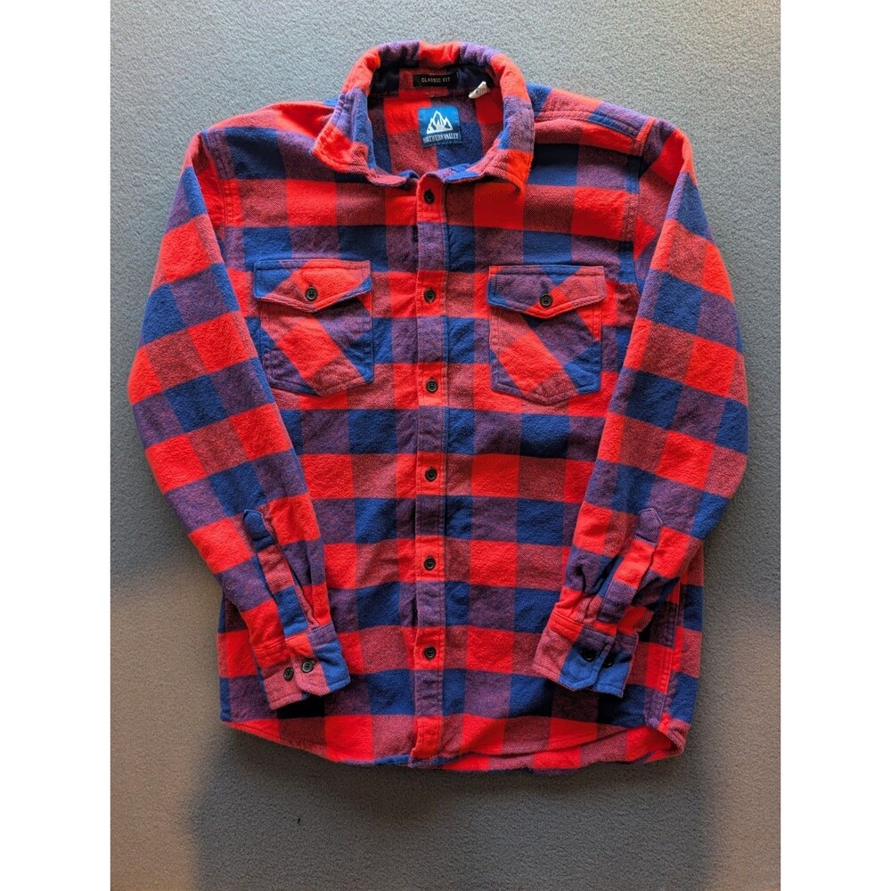 Northern Valley Men’s M Red Blue Buffalo Plaid Flannel Shirt Classic Fit Outdoor